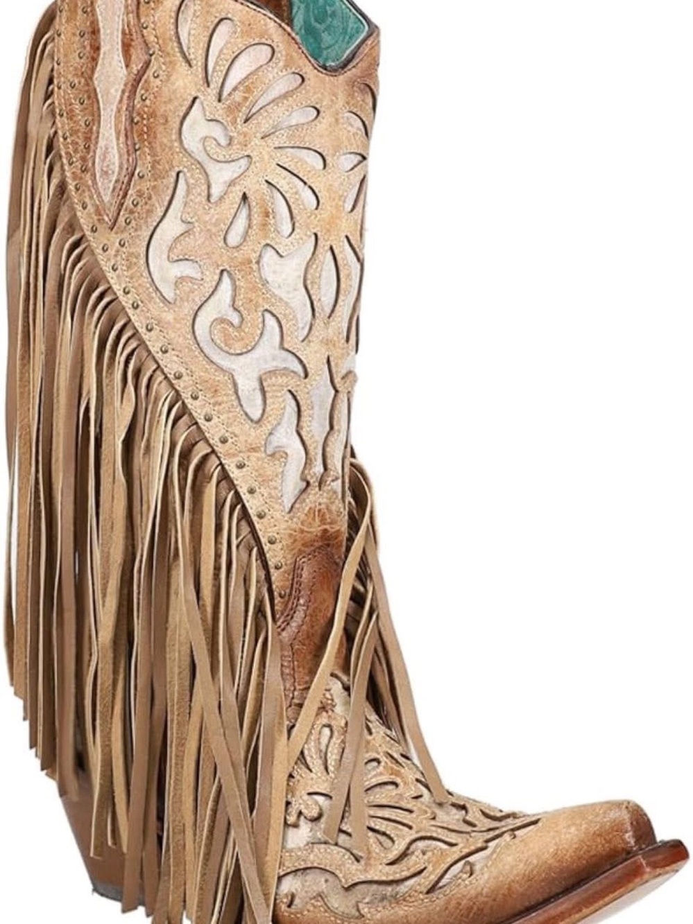 Fringed Tan Western Knee-High Boots